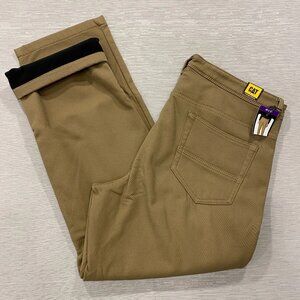 CAT Caterpillar Work Pants Mens 40 x 32 Brown Canvas Fleece Lined Insulated